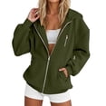 thumbnail image 5 of Zip Up Hoodies Womens Oversized Soft Comfy Layering Athletic Sweatshirts with Pockets Casual Track Jacket Drawstring Long Sleeve Sweatshirt, 5 of 7