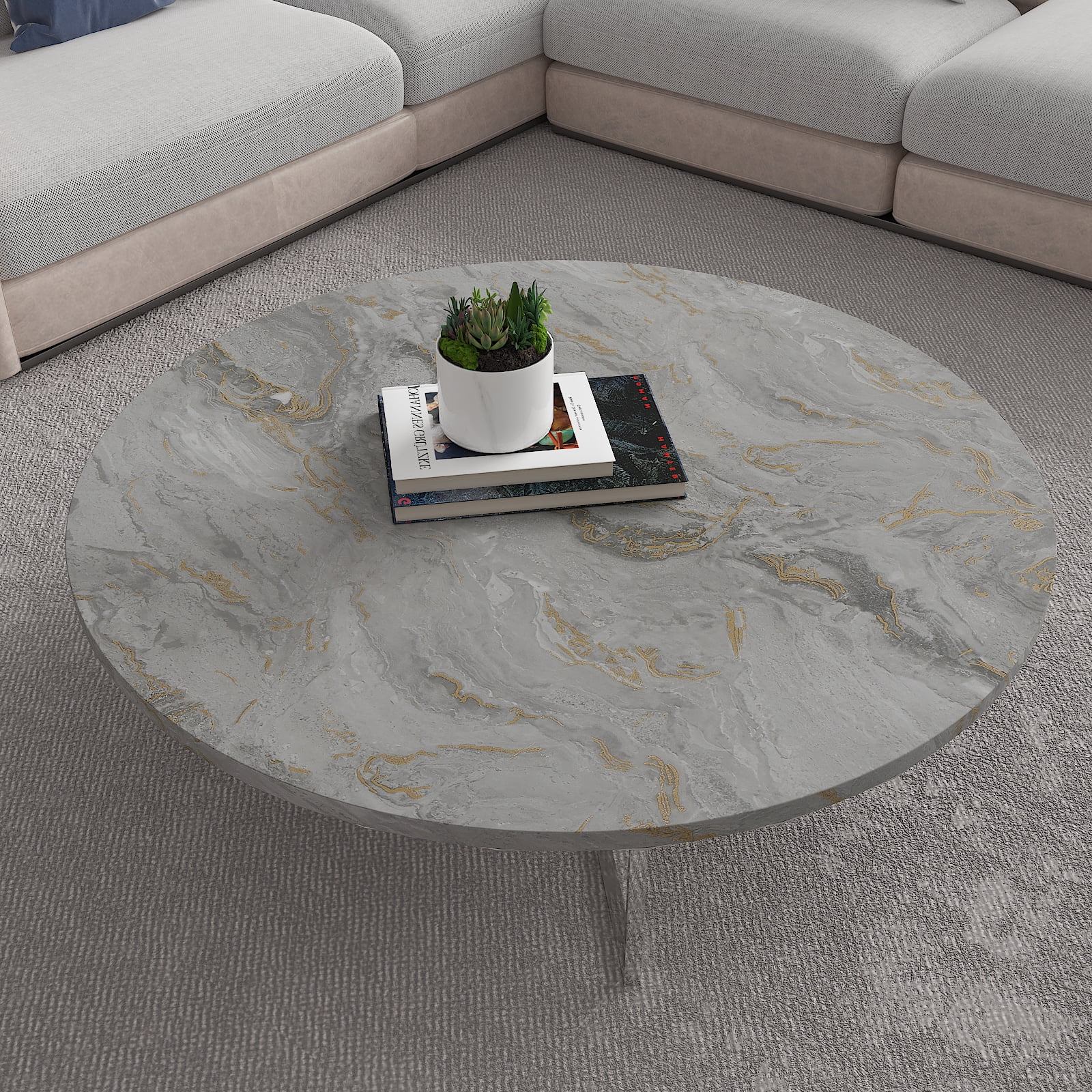 CHIHUT Grey Gold Peel and Stick Marble Contact Paper for Waterproof Countertop 17.7"x236" Matte Marble Wallpaper for Kitchen Self Adhesive Wall Paper Removable Vinyl Stick Paper for Cabinets Walls