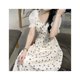 thumbnail image 3 of Vestido de manga abullonada, vestido de manga corta con estampado floral y mangas abullonadas, vestido con lazo en la espalda, uso práctico, 3 of 9