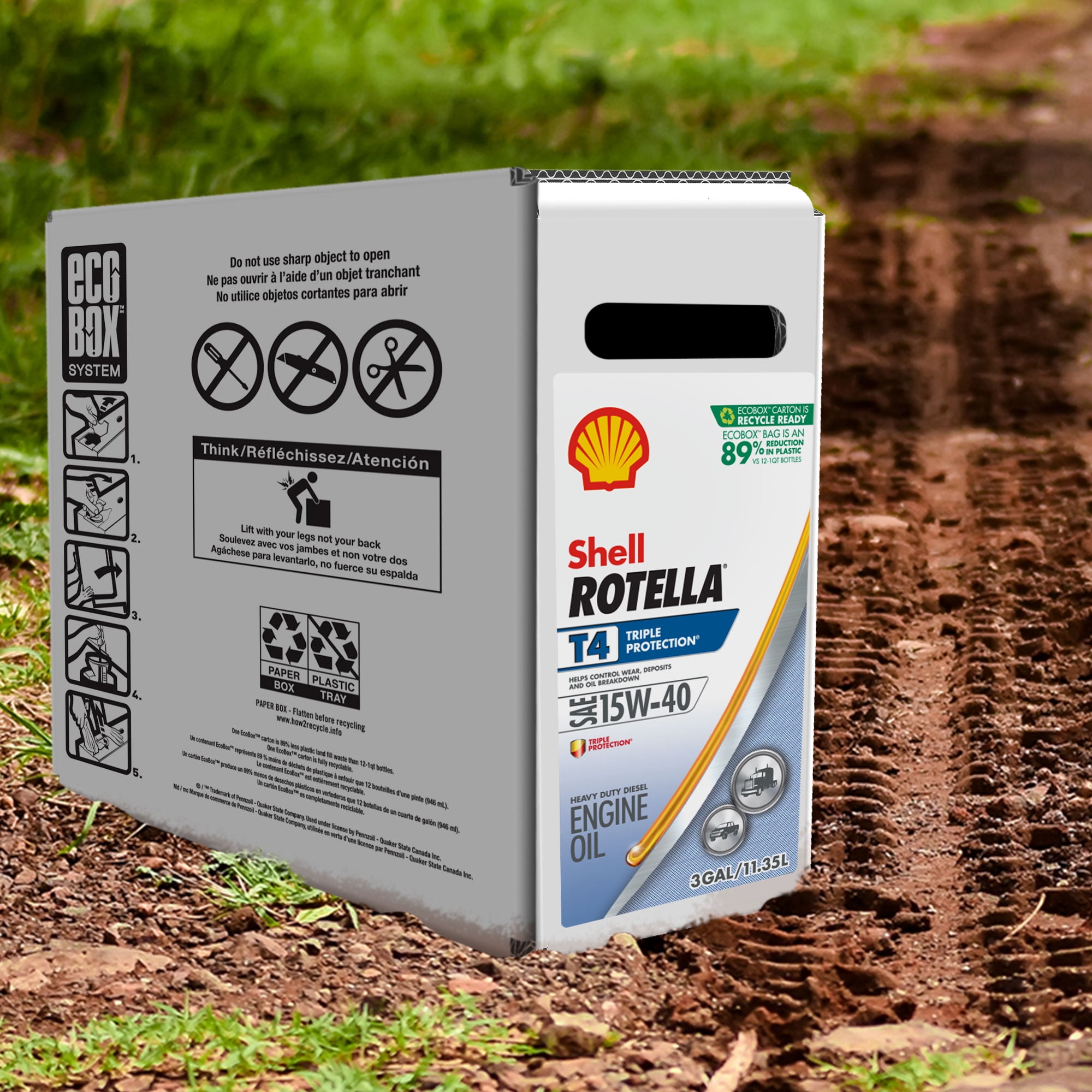 Shell Rotella T4 Triple Protection 15W-40 Diesel Motor Oil, 3 Gallon - 1