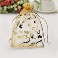 thumbnail image 4 of 400 Piezas 9X12cm Bolsas de Joyería de Organza de Corazón de Lazo de Tejido Fino Bolsos (Oro), 4 of 5