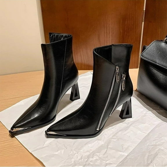 Bnwani Women Boots New Fashion Pointed High-Heel High Casual Retro Boot Black Size 5.5