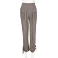 thumbnail image 6 of Tiqkatyck Women's Pants Fashion Women Solid Buttons Cotton and Linen Casual Loose Trouser Wide Leg Pants Woman, Pantalones Para Mujer, High Waisted Pants for Women Coffee, 6 of 8