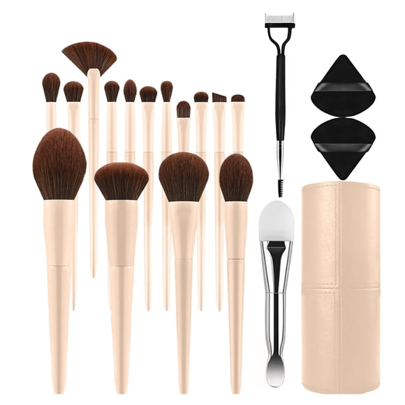 Set de 20 pinceles de maquillaje con soporte, pelo sintético y natural para todo tipo de pieles, para base, sombra de ojos, colorete y aplicación facial, para principiantes y profesionales
