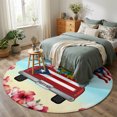 Puerto Rican Rug Designs Round Rug 8ft, Puerto Rican Flag Low Pile Washable Rugs for Bedroom ...