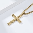 thumbnail image 3 of 14K Yellow Gold Jesus Religious Corss Pendant Necklace Link Women Men Jewelry, 3 of 7