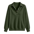 thumbnail image 4 of PRfgtbd Womens Henley Sweatshirts Half Button Collared Pullover Long Sleeve Drop Shoulder Sweatshirt Solid Color Plain Tops, 4 of 4