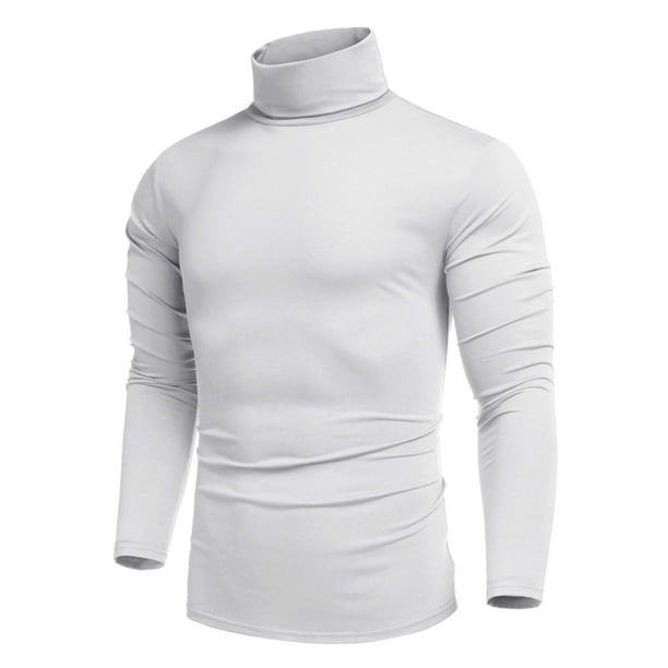 Jersey de cuello alto de manga larga para hombre, camisas de manga larga de corte regular