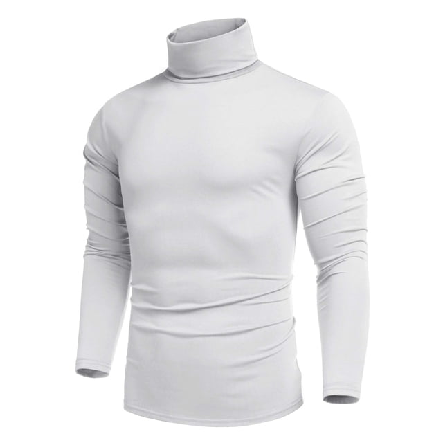 Jersey de cuello alto de manga larga para hombre, camisas de manga larga de corte regular