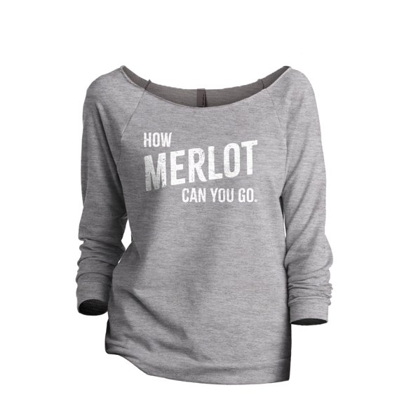 How Merlot Can You Go Women's Fashion Slouchy 3/4 Sleeves Raglan Lightweight Sweatshirt Sport Grey Small