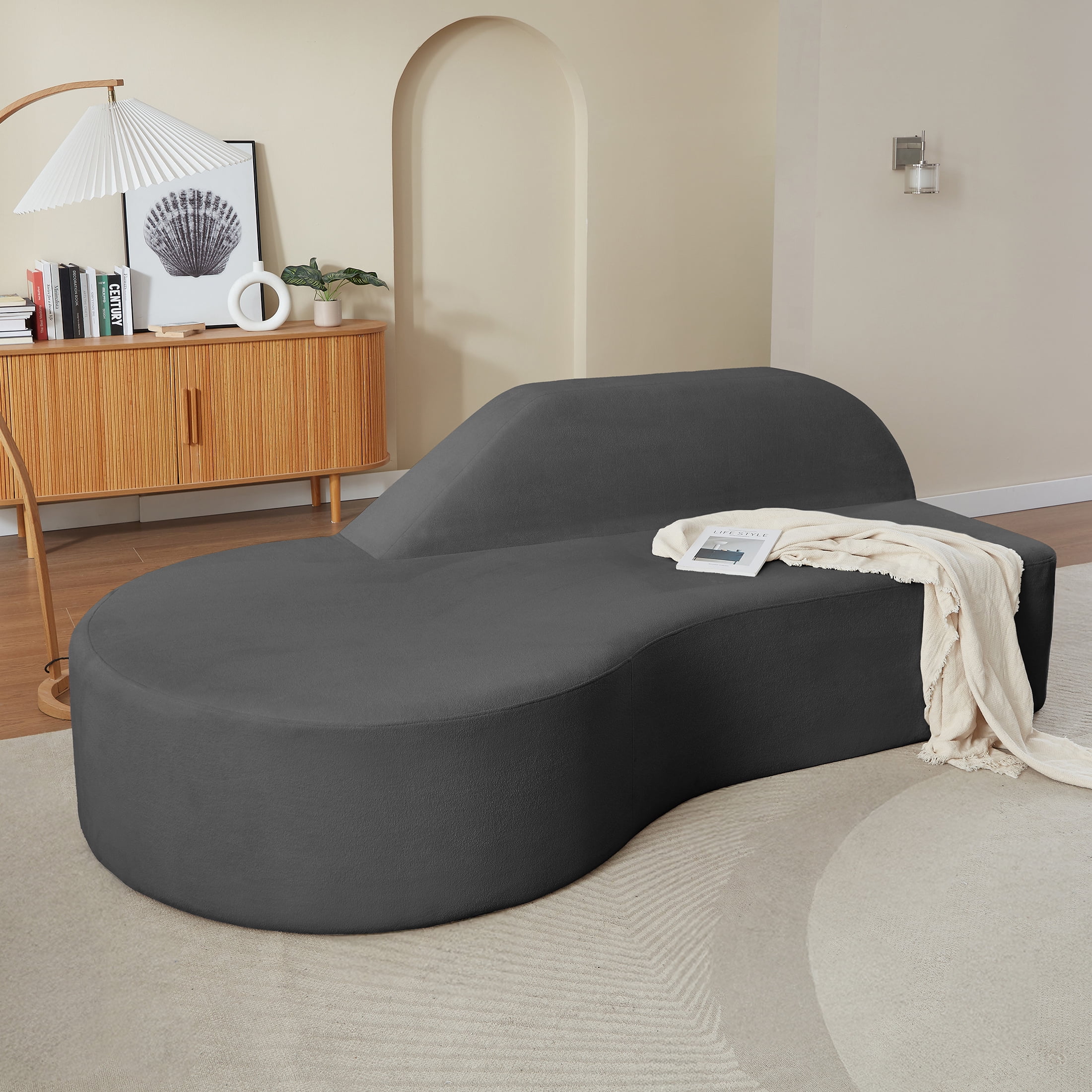 Aukfa Modern Curved Couch No Assembly Sofa for Living Room Bedroom Comfy Luxury Minimalist Sofa, Gray