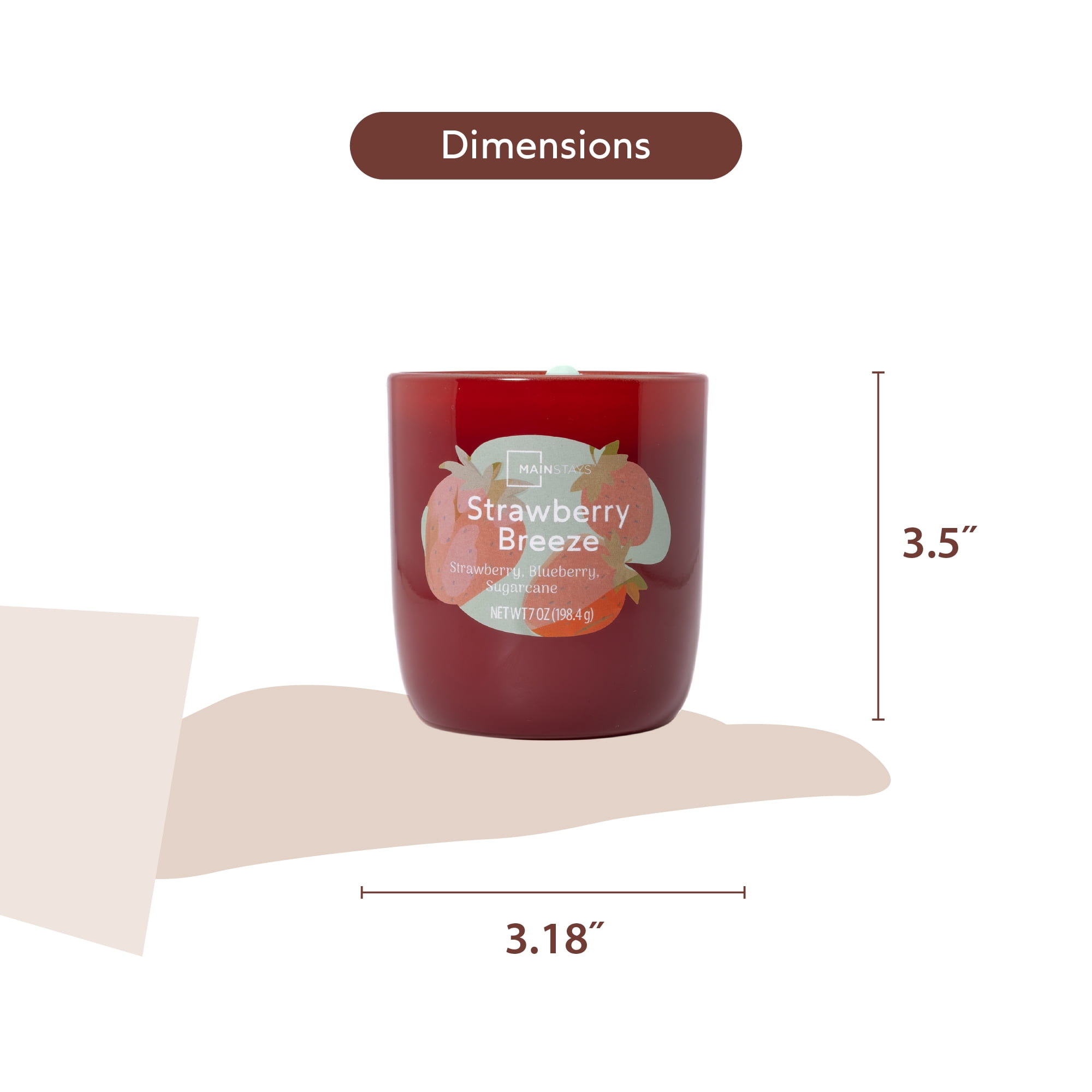 Mainstays 1-Wick Glossy Glass Candle, Strawberry Breeze, 7 oz