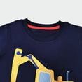 thumbnail image 4 of POPTEM Toddler Long Sleeve Shirts Excavator Printed Striped Sleeve Cotton Graphic Tees Blue 3T, 4 of 6