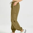 thumbnail image 3 of Aofany Plus Size Women's Jogging Pants Casual Solid Daily Cargo Pants Drawstring Multi-pocket Sports Workwear Trousers, 3 of 3
