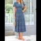 thumbnail image 5 of Vestidos Largos de Verano para Mujer 2025, Informales, con Escote en V, Corta Abullonada, Fruncidos, Holgados, Estilo Bohemio, para Playa, con Estampado Floral, Azul XL, 5 of 10