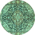 thumbnail image 1 of Ahgly Company Indoor Round Medallion Turquoise Blue Traditional Area Rugs, 8' Round, 1 of 4
