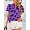 thumbnail image 5 of PRETTYGARDEN Boho Short Sleeve Floral Work Blouses for Women Dressy Casual V Neck Puff Sleeve Loose Chiffon Flowy Tops Shirts, 5 of 7
