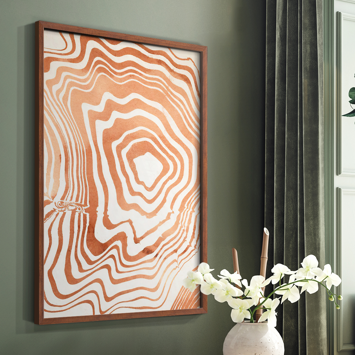 Wood Grain Suminagashi I Framed Print - Solid Wood in Single Picture Frame Solid Wood 2 Framed Print