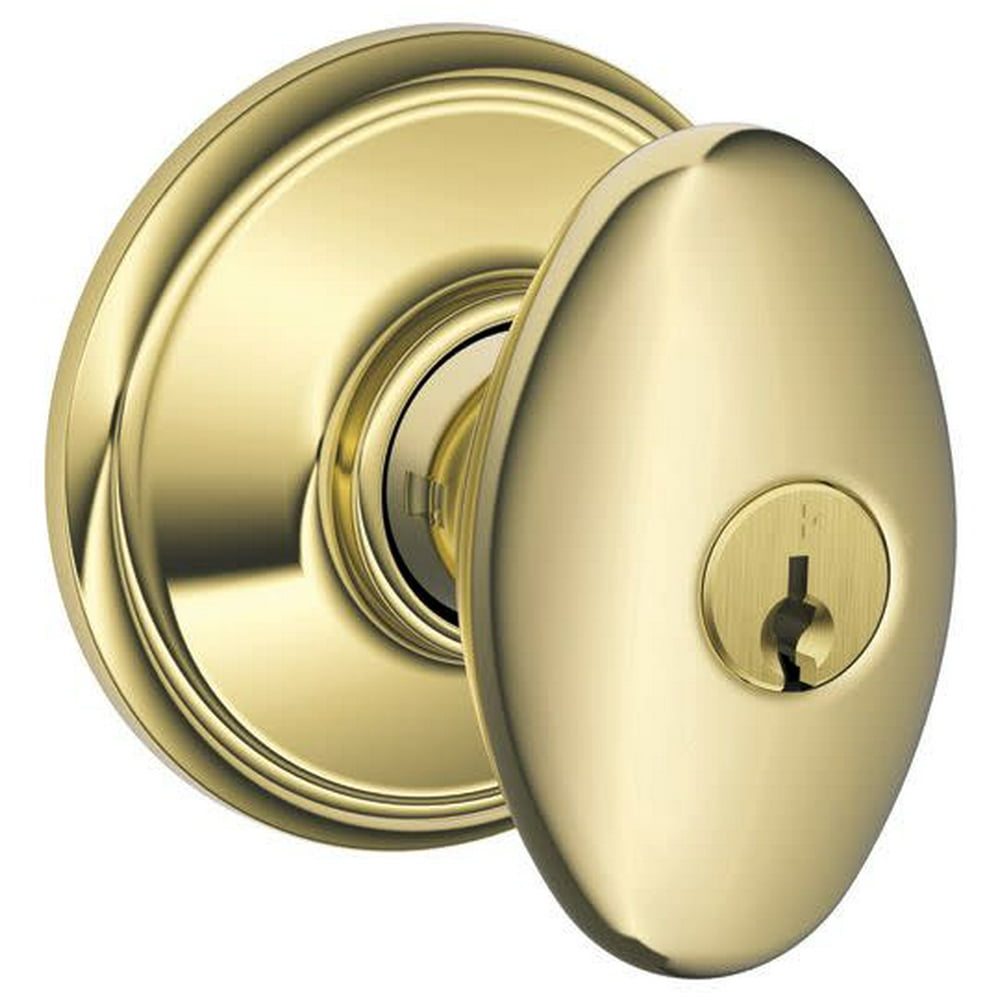 Schlage F51Sie Siena Keyed Entry Panic Proof Door Knob Set Brass