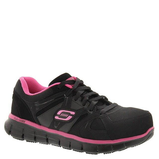 Bota de trabajo Skechers Synergy-Sandlot para mujer negro/rosa