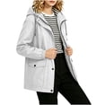 thumbnail image 2 of Plus Size Jackets for Women Casual Hooded Waterproof Regular Long Sleeve Solid Color Outdoor Hiking Drawstring Windbreaker with Pockets, 2 of 8