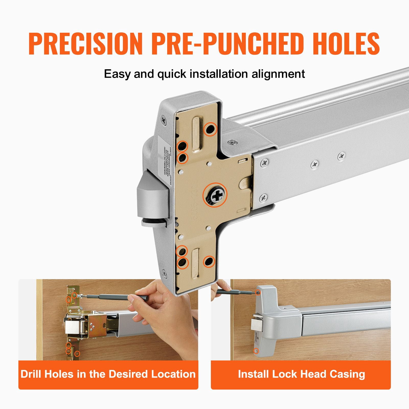 Heavy-Duty Push Bar Panic Exit Device with Carbon Steel, 27.5" Length, for Wood/Metal Emergency Doors