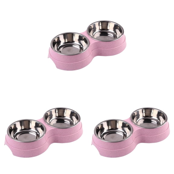 Double Cat Food and Water Bowl Set - Stainless Steel Bowls with Easy-to-Clean Detachable Design, Non-Slip Base, Pet Feeder for Samll and Medium Cats 3PCS