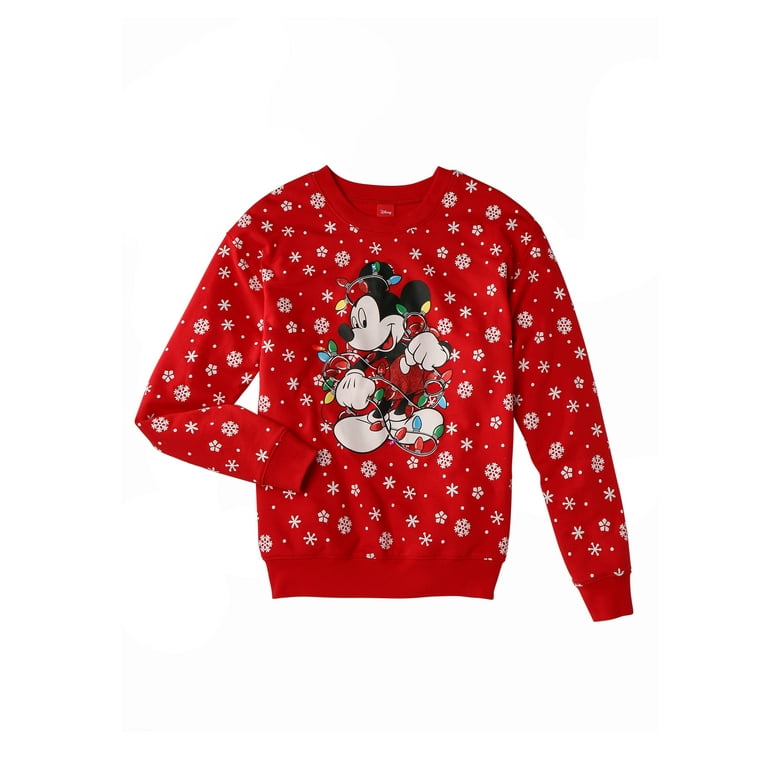 Disney Christmas Sweatshirt/ Peppermint Red Candy Swirl Shirt/ Mickey Mouse Holiday  Fleece Sweater