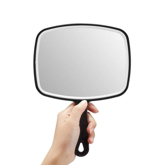 Hand Mirror, Black Handheld Mirror with Handle, 9" W X 12.4" L