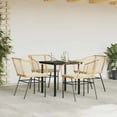 thumbnail image 3 of vidaXL 5 Piece Patio Dining Set with Cushions Brown Poly Rattan Glass, 3 of 10