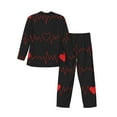 thumbnail image 2 of Kll Cardiogram And Heart Sleepwear Mens Flannel Pajamas,Long Cotton Pj Set, 2 of 9