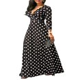 thumbnail image 2 of Womens Long Sleeve Polkadot Printed Prom Cocktail Swing Long Dress, 2 of 4