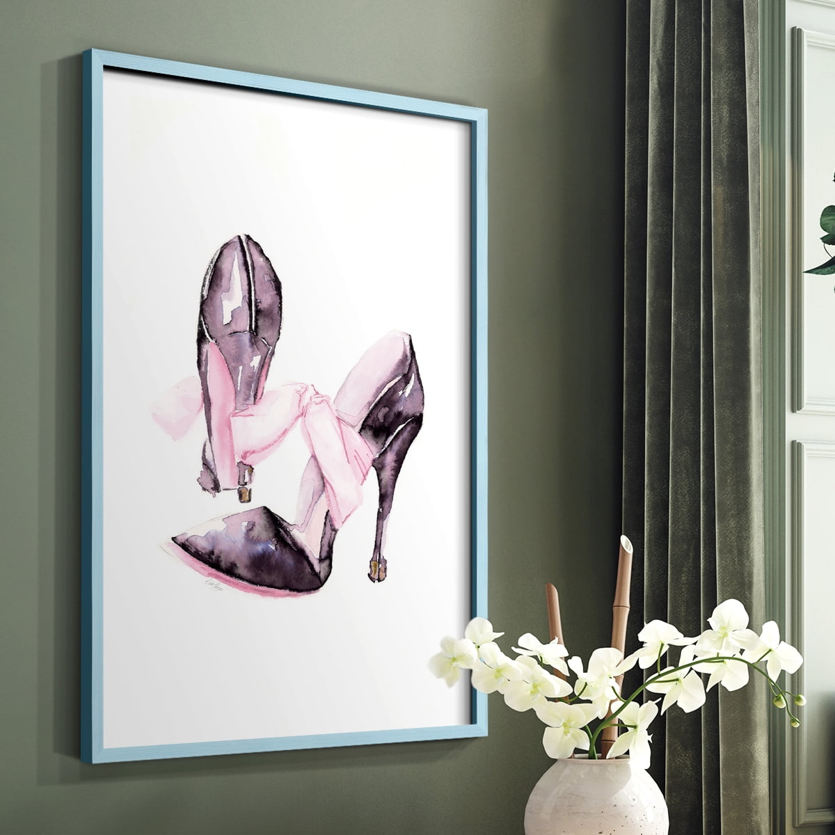 Bow Stilettoes in Paper Solid Wood 11 x 14 Framed Print