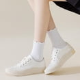 thumbnail image 3 of Zhengup Womens Ruffle Socks Crew Casual Cotton Frilly Breathable Cute Knit Lettuce Trim Ankle Solid Socks 6 Pack, 3 of 8