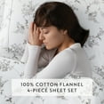 thumbnail image 6 of Gray Sylvan Rose 4 Piece 100% Cotton Flannel Deep Pocket Sheet Set, Twin, by Noble Linens, 6 of 8