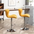 thumbnail image 5 of Yellow , Of 2 - Swivel & Adjustable, Thick Padded Seat, Vertical Line Pattern, Elegant Look, Comfort Footrest 2pcs Upholstered, Swivel, Velvet Fabric, Foam, Footrest, Finish, Contemporary Style, 5 of 6