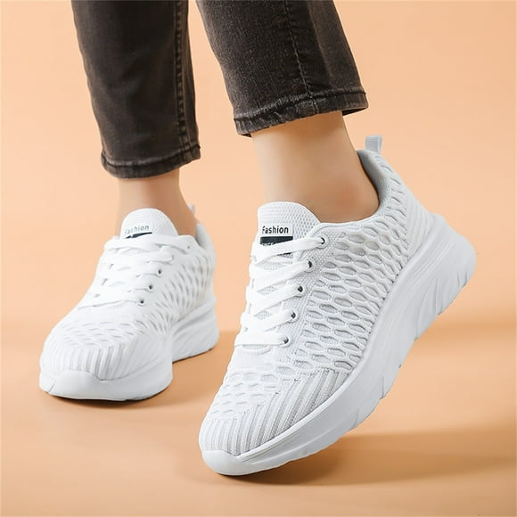 CAICJ98 Womens Running Shoes Tennis Walking Shoes Women Breathable Memory Foam Comfortable Slip on Sneakers,White
