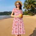 thumbnail image 4 of Naloa Cute cartoon cats Print Womens Summer A-Line Dress with Pockets,Short Sleeve Dresses,Flowy Beach Swing Dress for Vacation Travel, 4 of 6