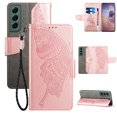 thumbnail image 1 of Wallet Case for Samsung Galaxy S23 Plus, Butterfly Embossed Pattern Luxury PU Leather Magnetic Flip Folio Cover with Card Slots Holder Kickstand Wrist Strap Soft Silicone Shockproof Case,Rosegold, 1 of 8