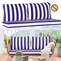Outdoor Loveseat Cushion Set, 48 x 24 inch, Water Repellent Patio Furniture Cushions Replacement with Removable Cover(Blue White Stripe)