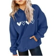 thumbnail image 2 of SGFCWSX Girls Oversized Heart Print Hoodie, Kids Soft Comfort with Pocket Pullover Sweatshirt for Daily Casual Wear Blue Size 11-12 Years, 2 of 6