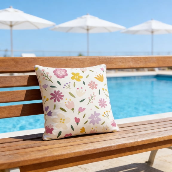 Miwamany Flower Outdoor Waterproof Throw Pillow Covers, 18 x 18 Inch Spring Summer Printing Pillow Cover with Zipper Colorful Floral Pillowcase Soft Boho Cushion Case for Living Room Couch Sofa Bed