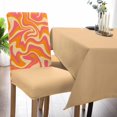 thumbnail image 5 of Dining Chair Covers, Orange Coral Fluid Art Abstract Texture Stretch Parsons Chair Slipcovers Protector Kitchen Chair Cover for Dining Room， Set of 4, 5 of 6