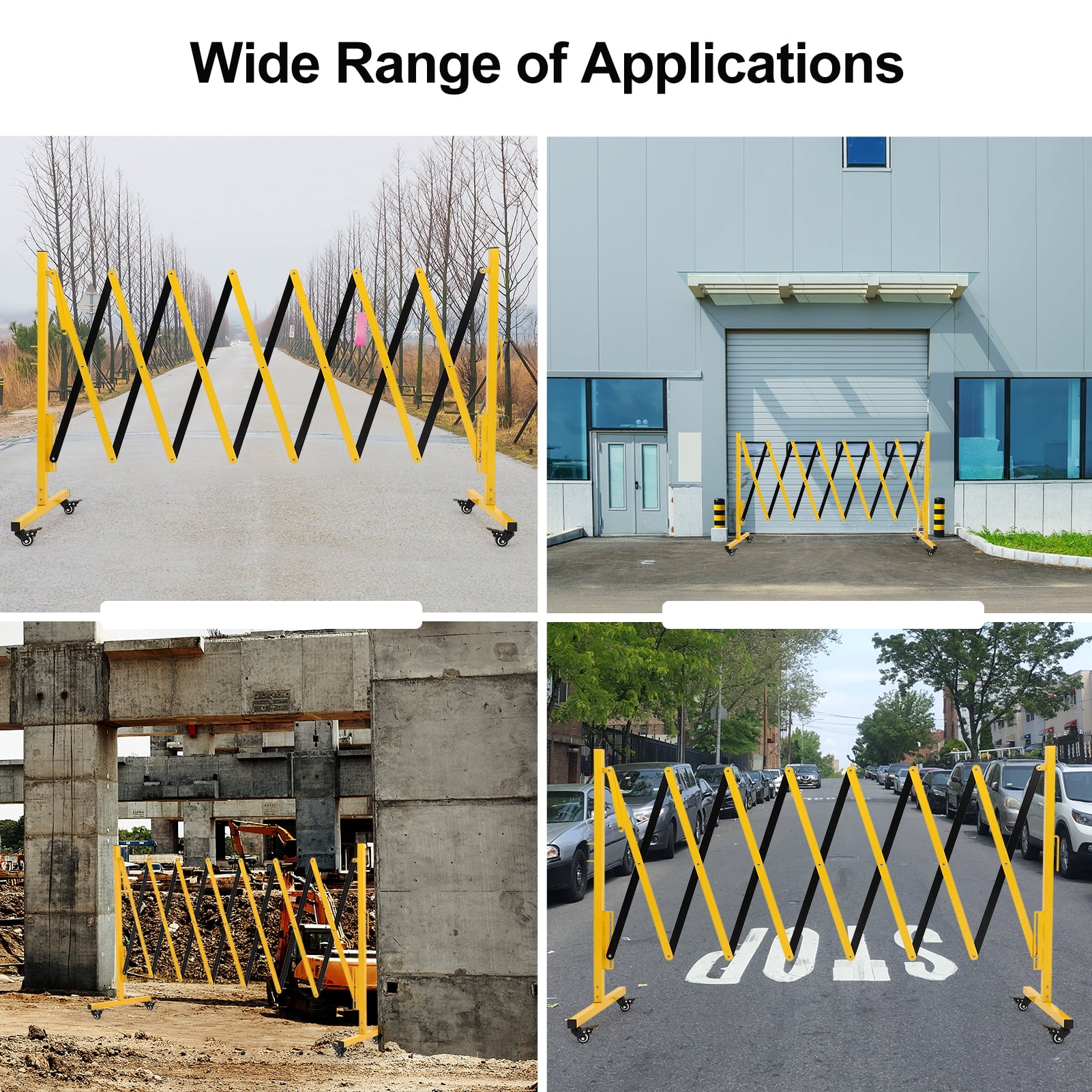 EastVita Metal Expandable Barricade, 11FT Folding Security Gate, Retractable Driveway Gate, Folding Safety Barricade