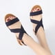 thumbnail image 4 of Sandalias Planas Elásticas para Mujer Elegantes Con Cruzadas Viajes Al Aire Libre (41) Azul, 4 of 8