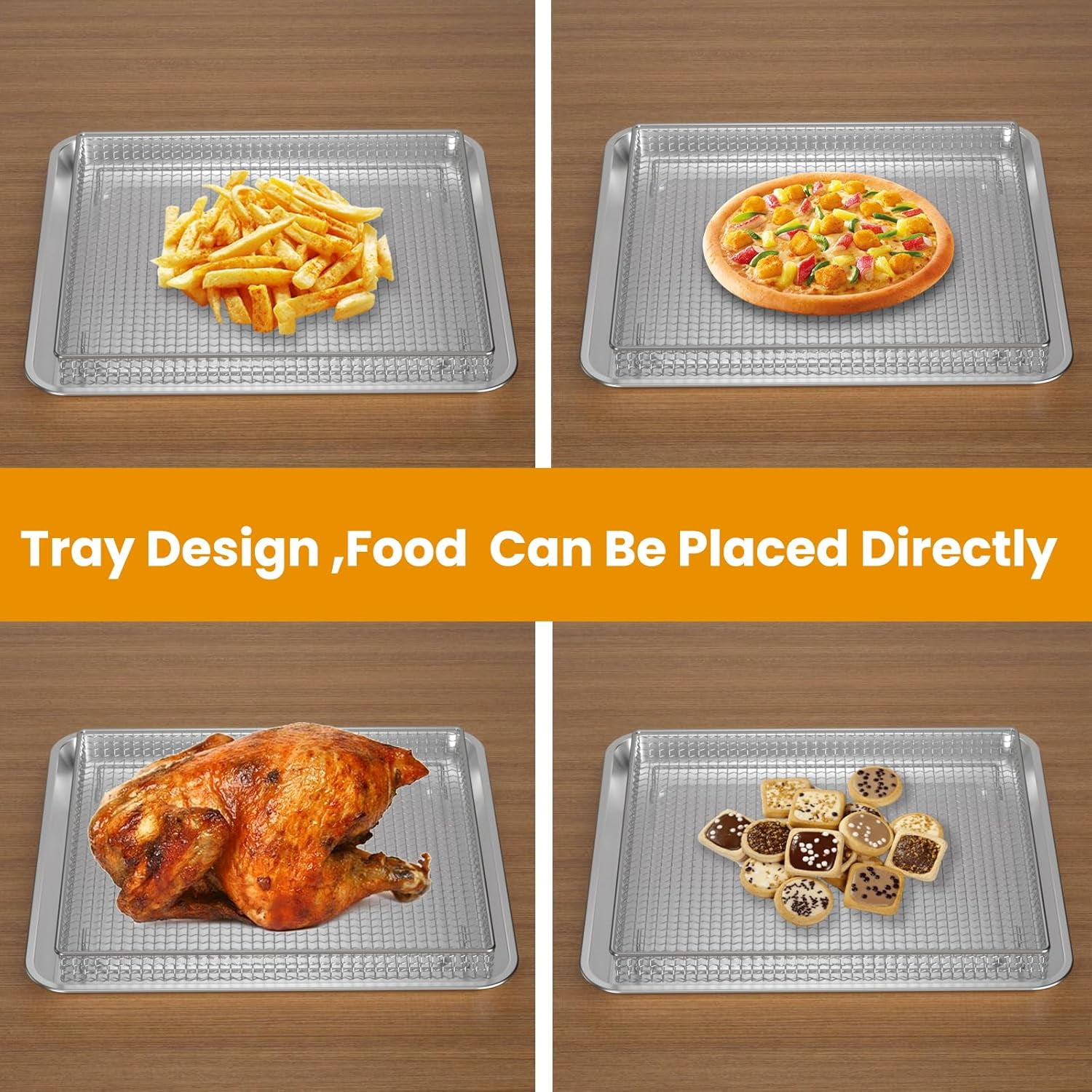 Stainless Steel Baking Tray Pan and Air Fryer Basket Compatible with Cuisinart Airfryer TOA-060 and TOA-065，for Convection Toaster Oven (with Cuisinart Airfryer TOA-060 and TOA-065)