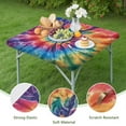 thumbnail image 4 of Colorful Rainbow Tie Dye Spiral Pattern Square Fitted Tablecloth with Elastic Edge,Square Table Cover,Washable Elastic Table Cover for Home Kitchen Party Decor 34"x34", 4 of 6