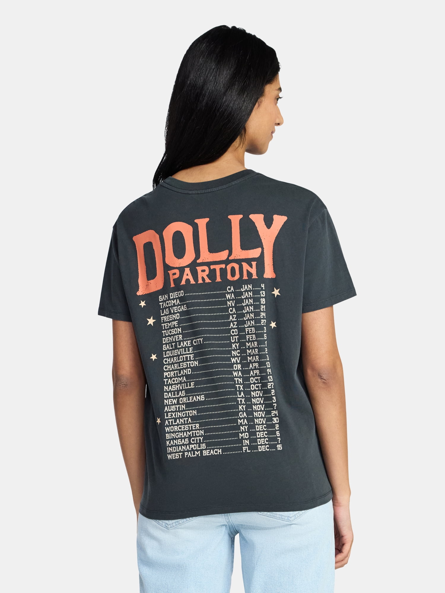 Dolly Parton Women's Live Graphic Tee with Short Sleeves, Sizes XXS-XXL