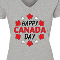 thumbnail image 4 of Inktastic Happy Canada Day- maple leaf circle Women's V-Neck T-Shirt, 4 of 5
