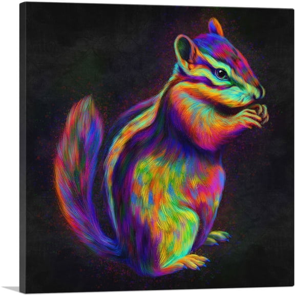 ARTCANVAS Chipmunk Striped Rodent Canvas Art Print - Size: 12" x 12" (0.75" Deep)